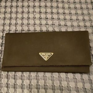 Prada Black Nylon Leather Lined Wallet
